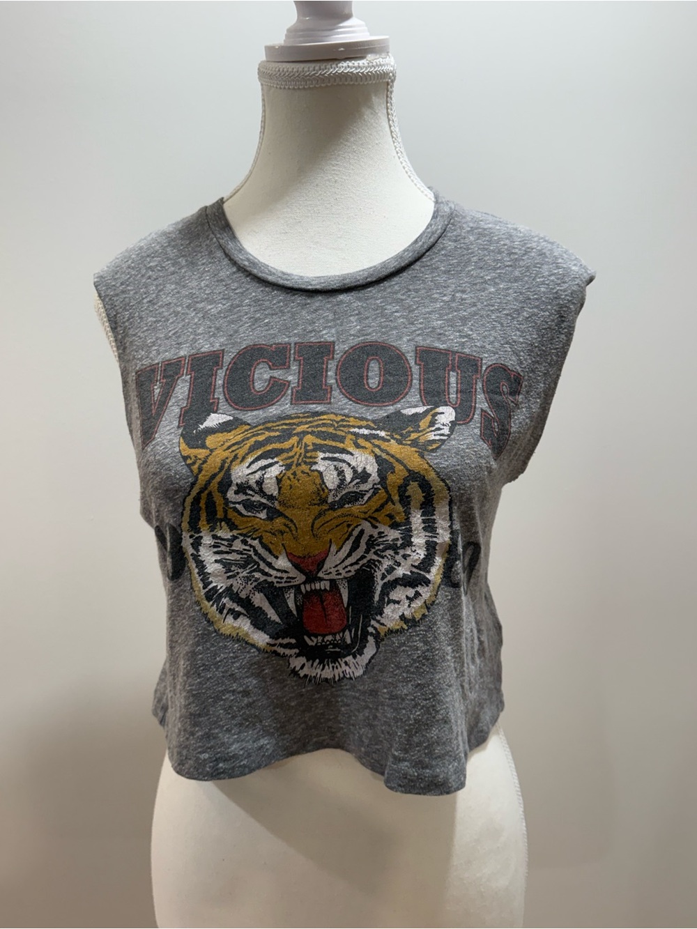 Truly Madly Deeply Gray Tiger Graphic Crop Tank
